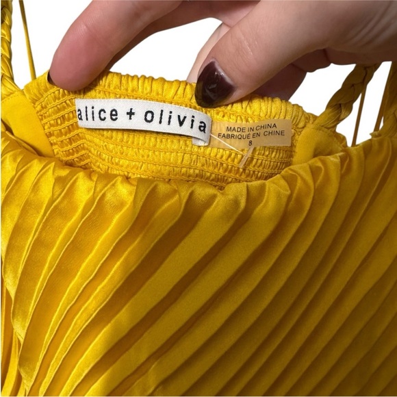 Alice + Olivia Sunlit Yellow Pleated Jumpsuit - Picture 6 of 6